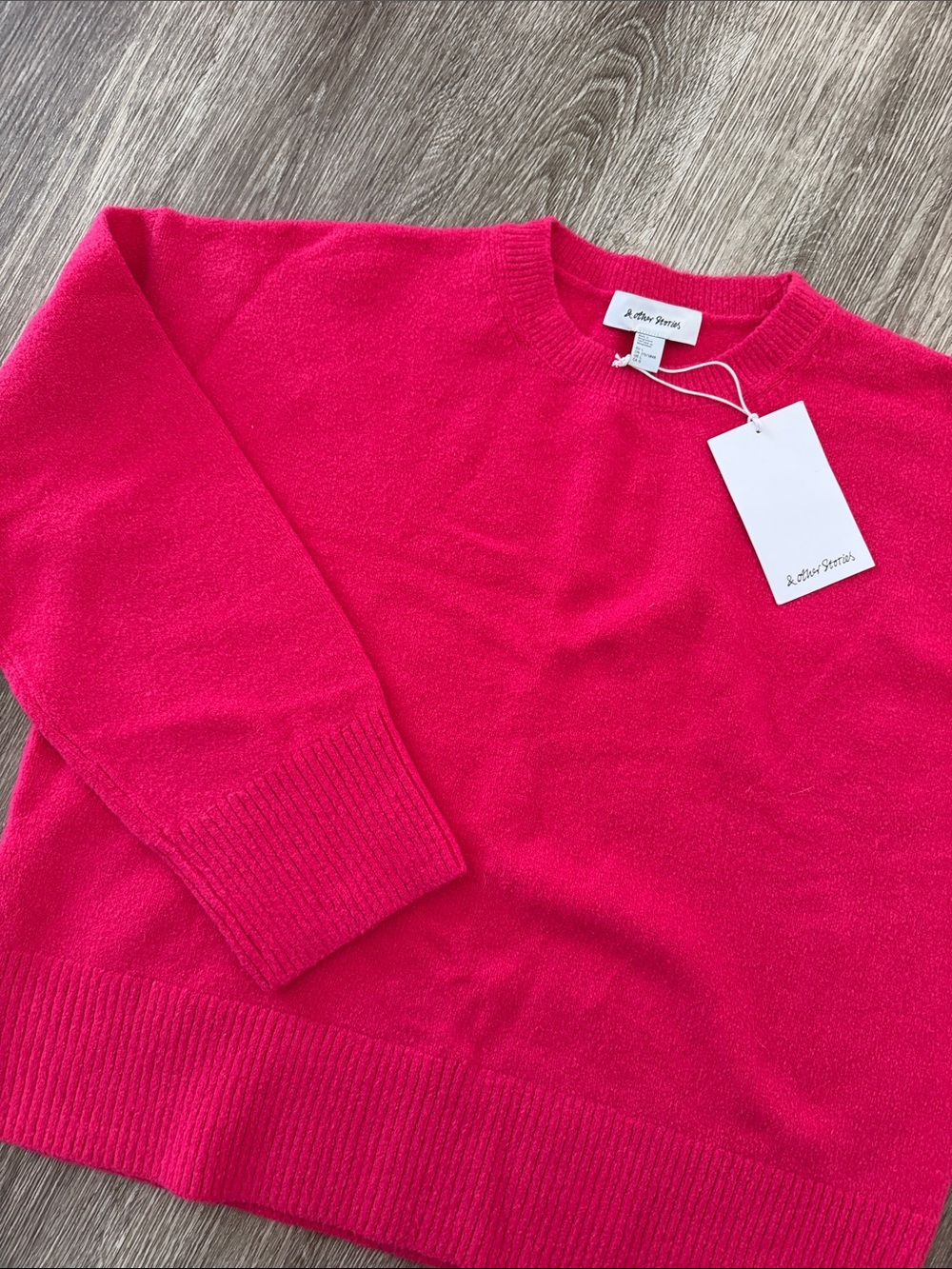 & other stories pink crew neck sweater boxy fit Large new NWT